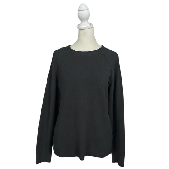 Sonoma Goods For Life Black Raglan Fuzzy Pullover Ribbed Trim Sweater Sz Small - Picture 1 of 11
